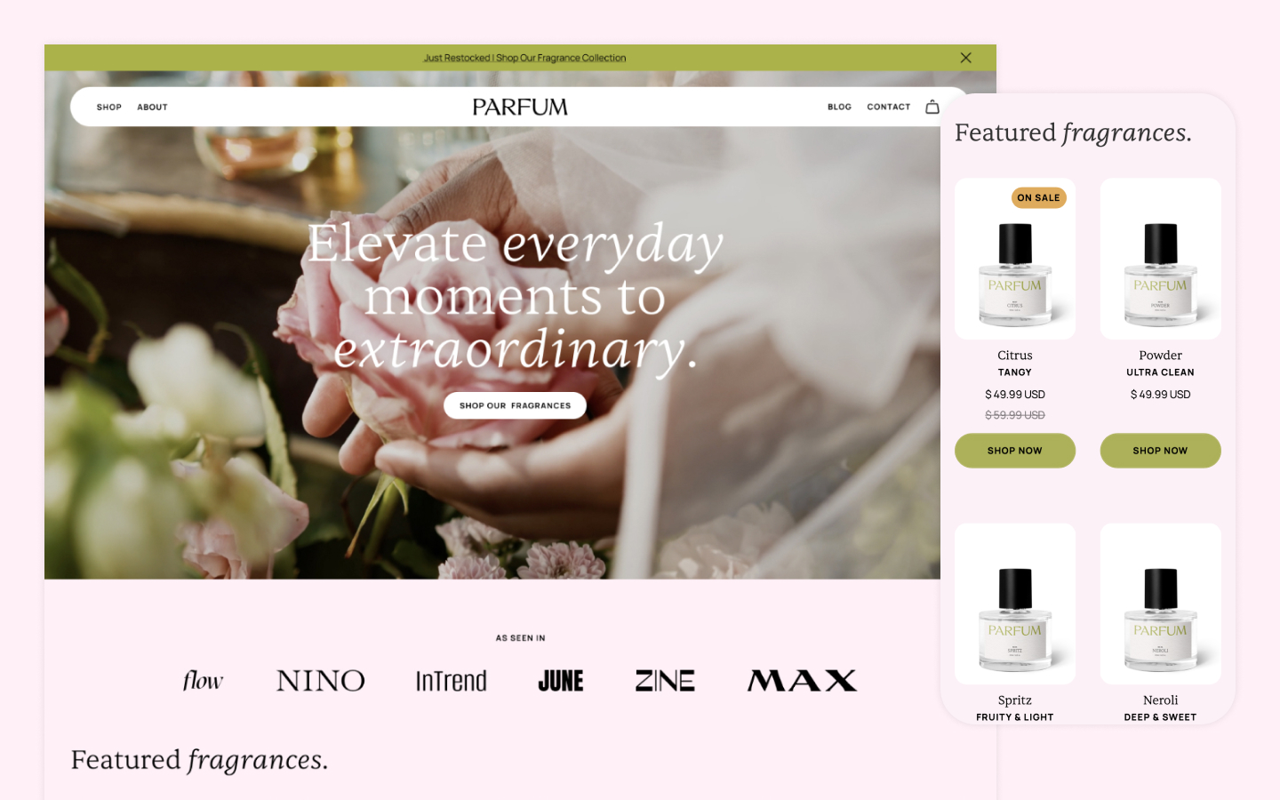 Luxurious and Contemporary Ecommerce Webflow Website Template